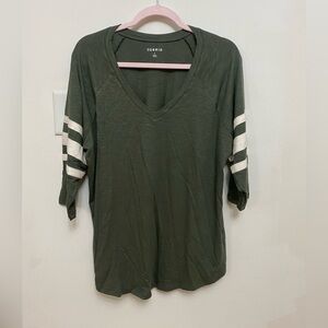 Torrid Dark Green V-Neck Varsity Tunic Top